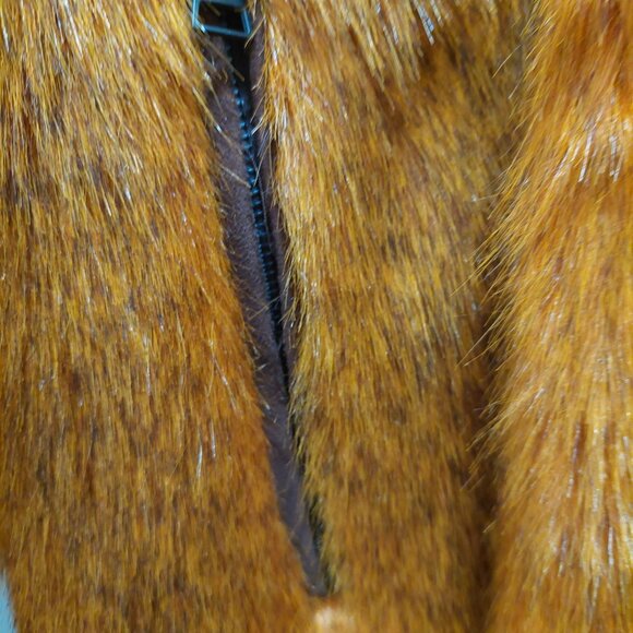 Stunning Rare H&M Studio Coll. Limited Etd Burnt Orange Faux Fur Coat EUC Sz 12 - Picture 8 of 8
